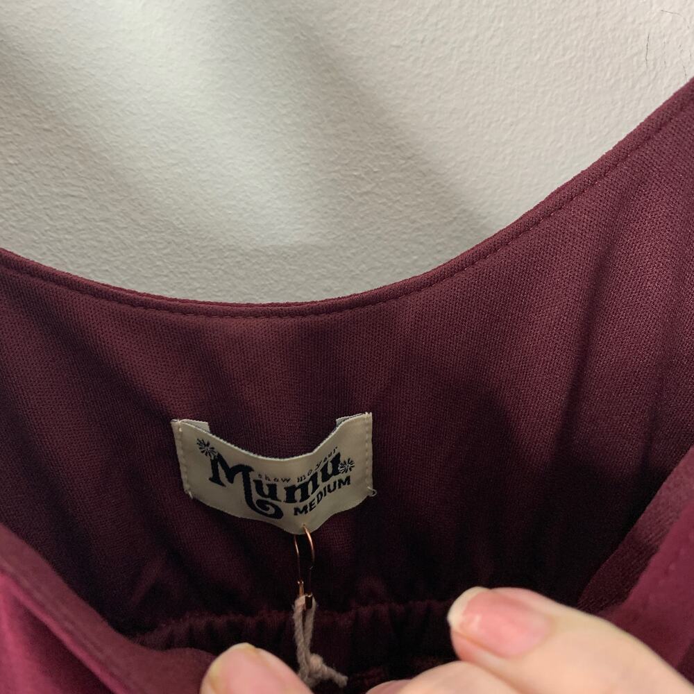 Caitlin Ruffle Maxi Dress Burgundy Show Me Your Mumu Medium - Picture 7 of 7